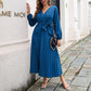 Robe trapèze à col en V croisé pour femme