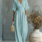 Summer Short-sleeved Jumpsuit Fashion Casual V-Neck Wide-Leg Pants Womens Clothing
