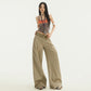 Stitching Waist Head Plaid Casual Pants Loose Wide-leg Pants