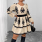 Fashion Round Neck Puff Sleeve Printing Dress Women