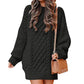 Women's Round Neck Long Sleeve Twisted Knitted Mid-length Dress Sweater