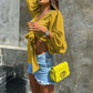 Women's Fashion Long Sleeve Deep V-neck Short Top