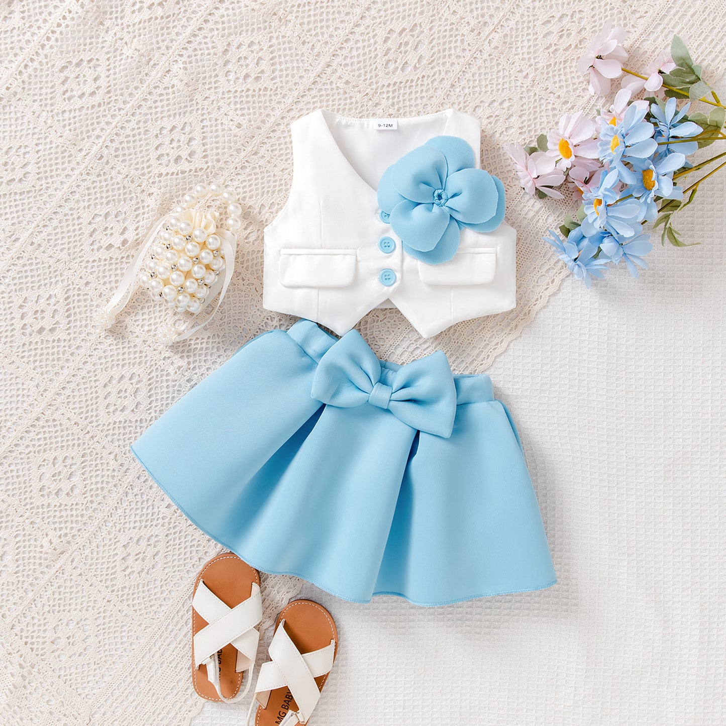 Girl's Outerwear Sleeveless Top And Skirt