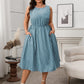 Contrast Color Striped Sleeveless Pocket Fashion Dress