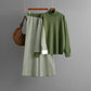 Half Turtleneck Loose Knitted Top Wide Leg Pants Two-piece Set