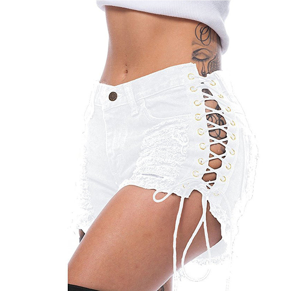 Beggar's Torn Women's Jeans Bandage Nightclub Women's Pants