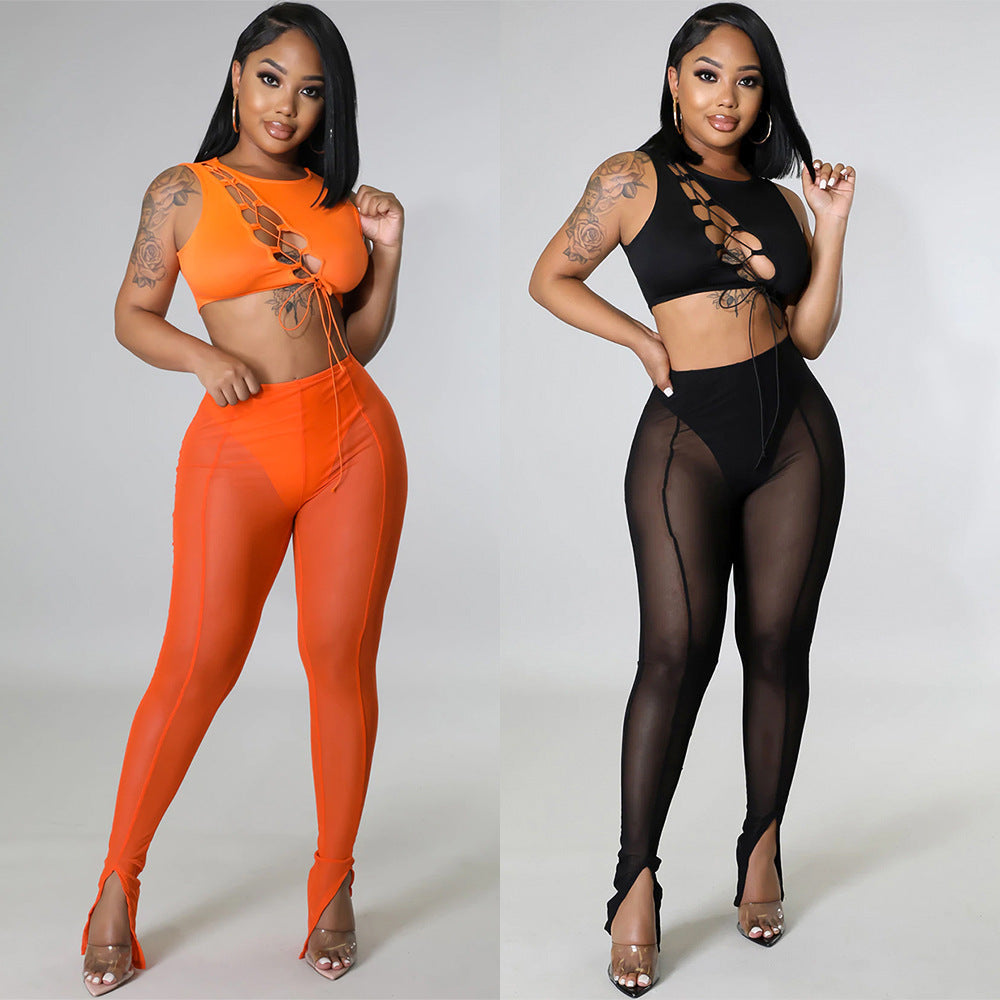 Leggings transparents en maille fine pour femmes