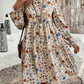 Pleated Ruffle Sleeve Fashion Dress Women