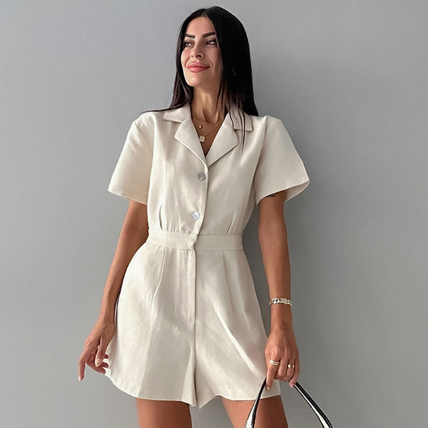 Design Casual All-match Solid Color Jumpsuit