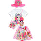 Girls' Cartoon Short Sleeves And Skirt Suit