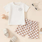 Summer Boys' And Kids' Popular Short Top Plaid Shorts Two-piece Set