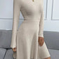 Robe polaire à manches longues et rayures profondes pour femme, coupe ajustée, nouvelle collection automne