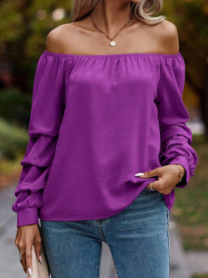 Women's Fashion Shoulder-baring Nodule Long Sleeve Shirt