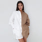 Contrast Color Long Sleeve Shirt Shorts Two-Piece Set