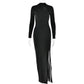 Split Dress Slim-fit Sheath Tight Slim Long Sleeve Dress
