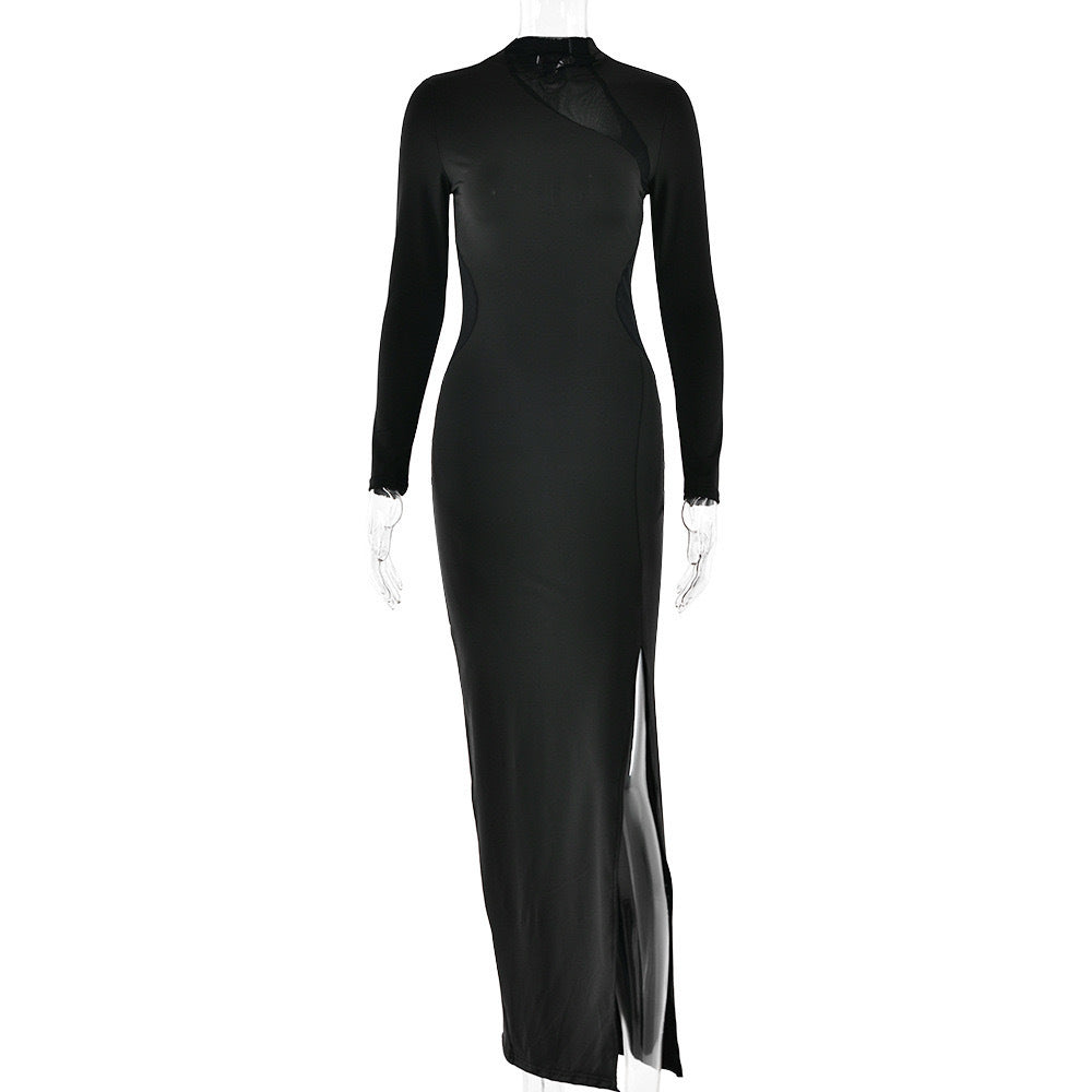 Split Dress Slim-fit Sheath Tight Slim Long Sleeve Dress