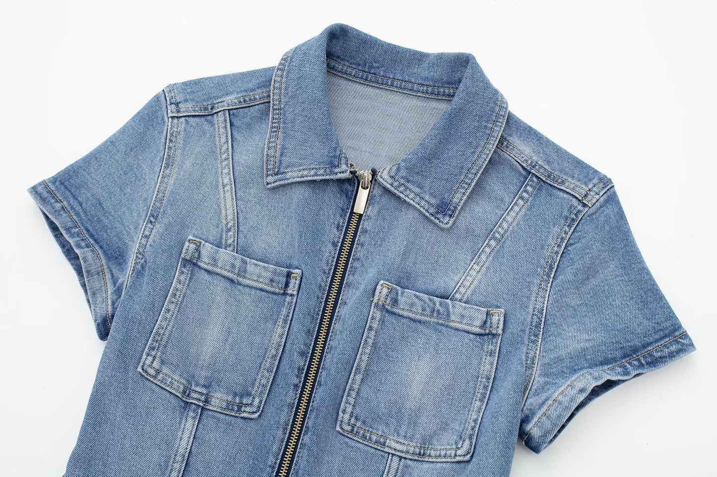 Fall 2023 European And American Style Long Denim Jumpsuit