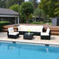 Selling Seven-Piece Sofa Set Table With Sofa Chair Black PE Rattan Outdoor New Design Furniture 7-JH002 Box 3-1-2-3 With White Color Cushion
