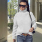 Loose Cable-knit Solid Color Turtleneck Sweater For Women