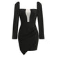 Women's Square Neck Long Sleeve Slim Hip Dress Women