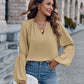 Solid Color And V-neck Loose Casual Women's Top