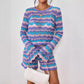 Stitching Home Knitwear Loose Color Round Neck Striped Sweater For Women