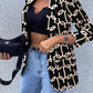 Women's Fashion Solid Color Printing One-piece Long Sleeve Suit Coat