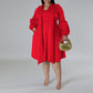 Long-sleeved Bubble Sleeve Midi Dress