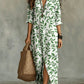 Casual Lapel-Neck Long Digital-Print Womens Shirt Dress