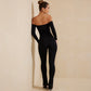 Combinaison moulante de couleur pure pour femme