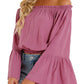 Women's Solid Color Printed Long Sleeve Chiffon Shirt