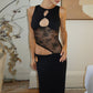 Autumn And Winter New Fashion Hollowed-out Slim Fit Patchwork Dress