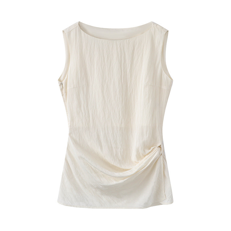 Solid Color Sleeveless Top High Waist Casual Pants Suit