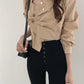 Retro Square Neck Scheming Clavicle Blouse Women