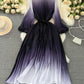 Mid-length A- Line Gradient Pleated Dress