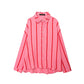 Summer Stripes Bubble Cotton Loose Casual Shirt Loose Casual Wide Leg Pants Suit