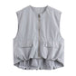 Pleated Hem Sleeveless Loose Vest