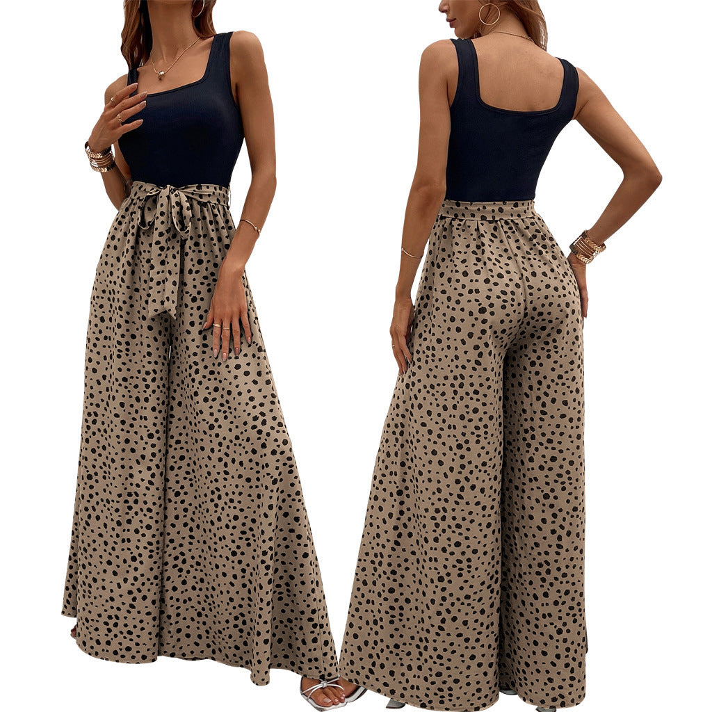 Pantalon amincissant cintré à pois colorés pour femme