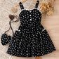 Polyester Children's Heart Printing Stitching Lace Hanging A- Line Skirt