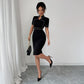 High-neck Solid Color Dress Women