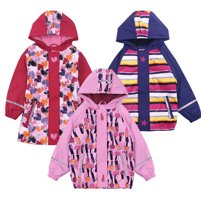 Children's PU Leather Waterproof Raincoat