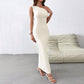 Womens Elegant Long Dress With A Slanted Neckline And Off-the-shoulder Design