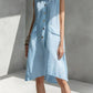 Women's Lapel-collar Sleeveless Casual Loose Cotton-linen Dress