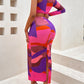 Women's Clothing Print Asymmetric One-shoulder Skirt Suit