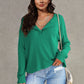 Women's Fashionable Casual All-match V-neck Long-sleeved Top