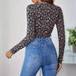 Women's Printed V-neck Top Long Sleeve