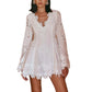 European And American Long Sleeve Tied Lace V-neck Slim Fit Skirt Dress