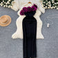 Women's Three-dimensional Flower Off-shoulder Slim Dress