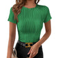 Solid Color Round Neck Slim Fit Short Sleeve T-shirt Top