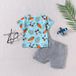 Rabbit Carrot Printed Plaid Pocket Short Sleeve